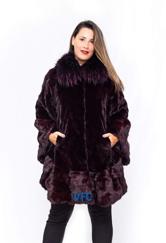 Burgundy mink butterfly cape - mink,