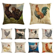 Linen Chicken Pillow Cover