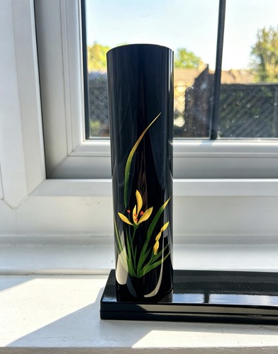 Japanese flower lacquer vase - flower,