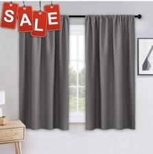 PONY DANCE Grey Blackout Curtains Rod Pocket Drapes Insulated Panels 42”x36”
