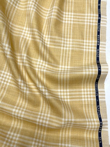 Yellow white plaid suiting - yellow,