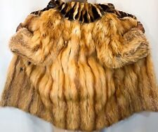 Real Fur Red Fox Long Vintage Luxury Brown Collar Oversized Coat Jacket FR306SAW