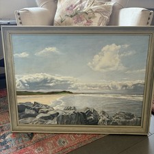 ‘Liverpool Bay’ coastal/beach scene large oil painting Seascape signed ‘Ilsley’