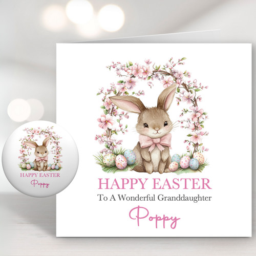 Bunny easter card personalised - easter,