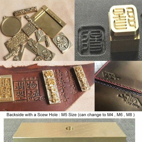 Custom made brass - logo, leather