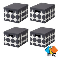 Storage Box with Lid 25x35x20cm 4 Pack – Decorative A4 Paper Storage Organiser