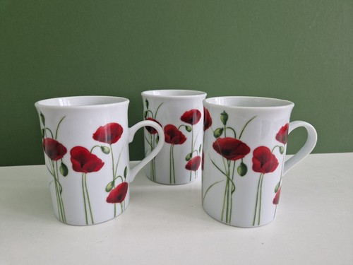 Dunelm poppy mugs - x, 3