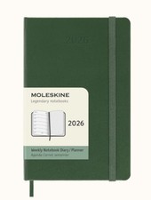 Moleskine Weekly Diary / Planner 2026 Pocket Green Hard Cover 9x14cm 12 Month