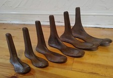 SET of 6 CAST IRON COBBLER'S SHOE REPAIR ANVILS/LASTS  AJK MONOGRAM SMALL-LARGE