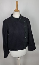 Zara Winter Ladies Black 80% Wool Blend Military Coat Jacket Size UK 8
