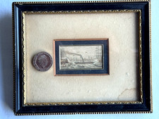 19th Century Miniature Watercolour Painting Nautical Navy Steam Sailing Ships