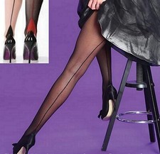 SILKY SCARLET SEAMED TIGHTS