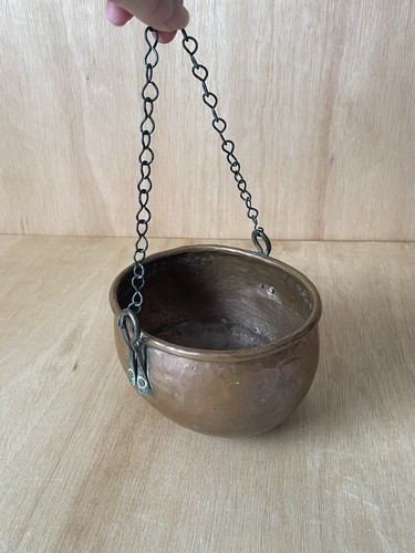 Hammered copper oval - hammered, hanging