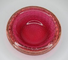 Vintage Controlled Bubble Dish Cranberry Glass