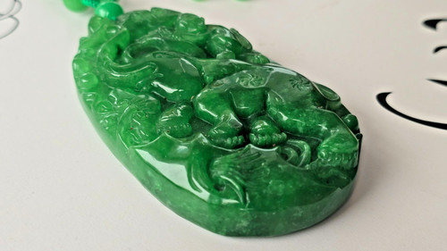 Large jade carved elephant - large,