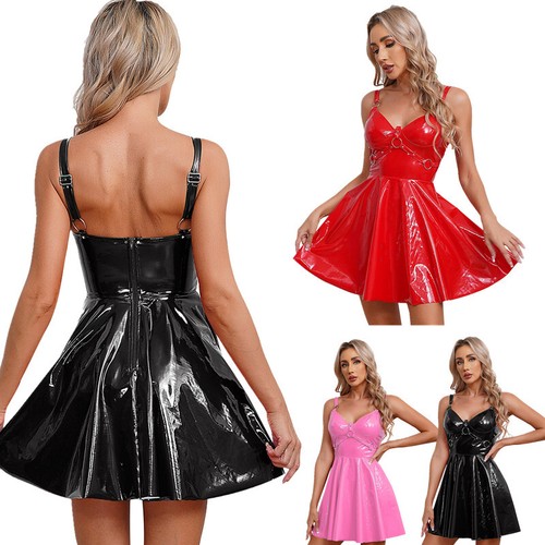 Women leather pleated dress - uk,