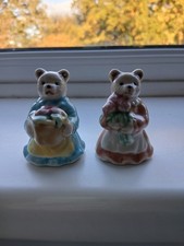 Vintage miniature ornamental pair of teddy bears