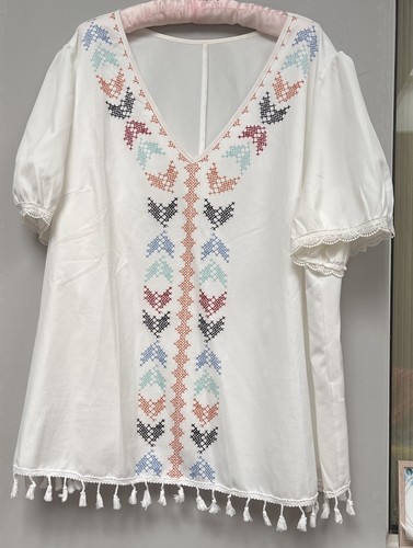 Ladies white top - with, printed