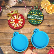 12PCS Christmas Bauble Silicone Mould Resin Mold Plain Round Circle DIY Crafts