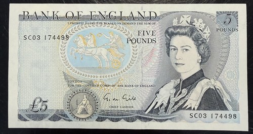 Old five pound note - five, £5
