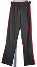 Topshop Black Joggers Side Stripe Red Straight Leg Track Pants Casual Size UK 10