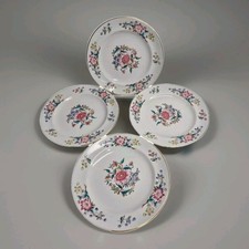 Royal Worcester Small Dinner plates Set of 4 Floral Antique 1850's Gold Rim (b)