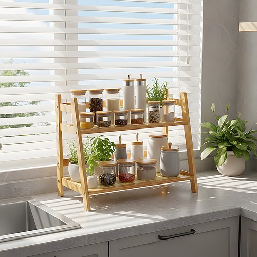 Tier tabletop bamboo storage - tabletop,