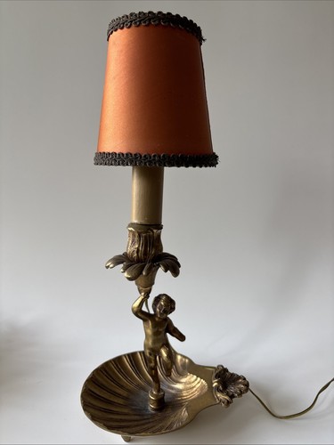 Brass cherub shell base - cherub,
