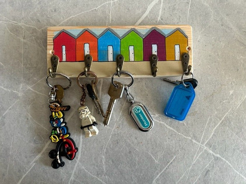 Hand painted key rack beach - hand,