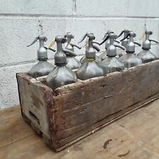 10Vintage Soda Siphon turquoise wooden box  Glass Antique Syphon Seltzer bottled