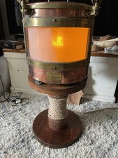 Ships Lamp , Copper And Brass With Teak Stand