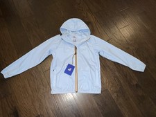 NWT K-Way Le Vrai 3.0 Claude Blue women Hooded Rain Jacket Raincoat size S