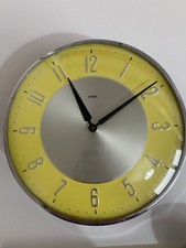 Metamec Retro Vintage Mid Century Wind-Up Wall Clock In Yellow