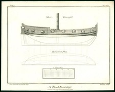 1801 Antique Print - A BOMB KETCH Wooden Sailing Naval Ship 1692 DESIGN (1)