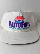 Vintage Charlotte Motor Speedway White Trucker Cotton Cord Bill Snapback Hat Cap