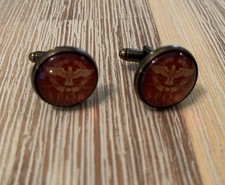 Roman Legion Imperial Eagle Cufflinks - Red. Vintage Style Antique Brass - UK