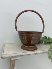 Lovely Vintage Copper Flower Plant Pot Basket Villedieu