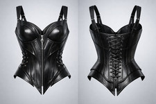 Black Genuine Leather Corset