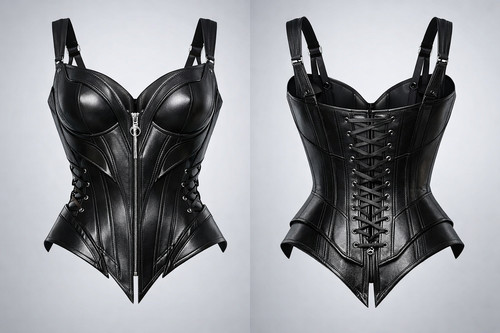 Black genuine leather - black,