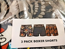 NEW Ed Hardy 3 Pairs Boxer Shorts  Size XL Black & Skull + Gold Dragon+ Plain