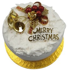 Cake Decoration Set Gold Holly & Bells With MERRY CHRISTMAS Sign 