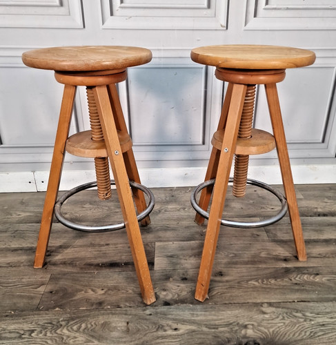 Vintage adjustable bar - adjustable, stools