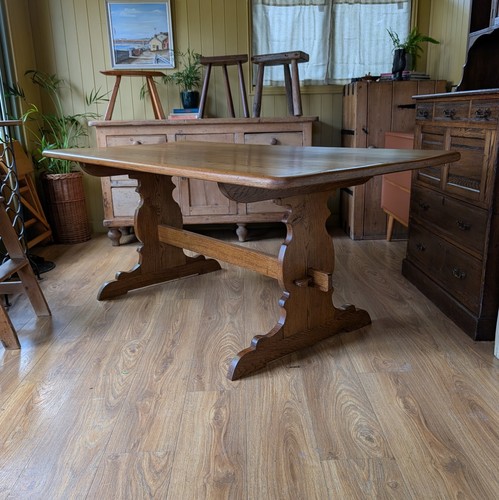 Vintage oak refectory table - refectory,
