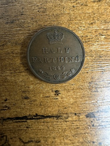 1844 victoria half - half, farthing