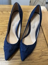 Ladies Navy Suede High Heal