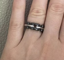 Authentic Chanel Ultra Ring, 18k White Gold, Black Ceramic, Size 51, K/L