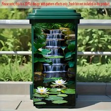 Wheelie Bin Sticker Pond Waterfall Stream Flowers Pond Stickers