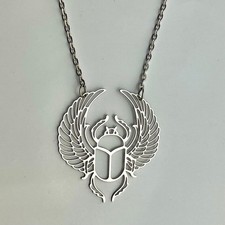 Egyptian Scarab Necklace Stainless Steel Ancient Egypt Beetle Style Great Item