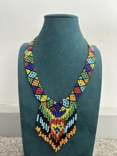 Native American Handmade Colourful Seed Bead Collar Necklace Ethnic Tribal