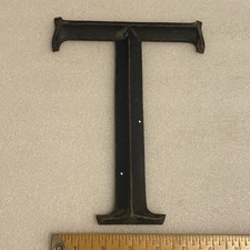 Vintage or Antique Cast Bronze or Brass 9” Letter T Building Marquee Sign